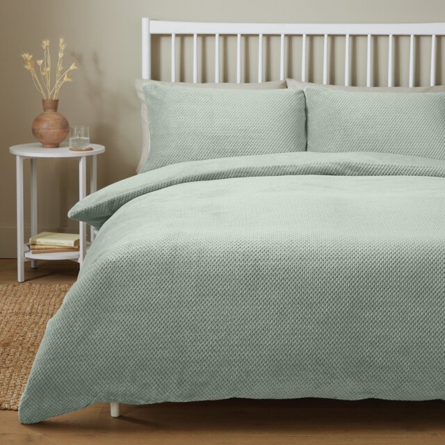 Argos Home Bubble Fleece Green Bedding Set - Single - image 1
