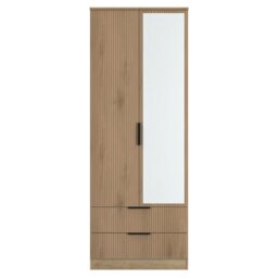 Livara Ready Assembled Tofino 2 Door Mirror Wardrobe - Oak - thumbnail 2