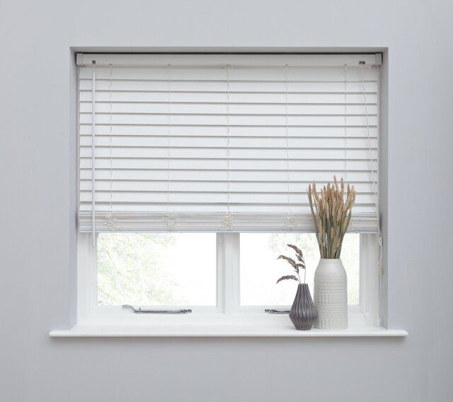 Habitat Faux Wood White 50mm Slat Venetian Blind - 90cm - image 1
