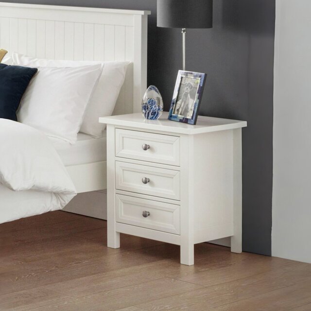 Julian Bowen Maine 3 Drawer Bedside Table - White - image 1