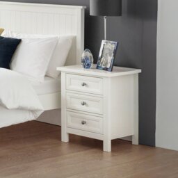 Julian Bowen Maine 3 Drawer Bedside Table - White - thumbnail 1