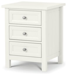 Julian Bowen Maine 3 Drawer Bedside Table - White - thumbnail 2