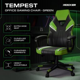 X Rocker Tempest Office Gaming Chair - Black And Green - thumbnail 2