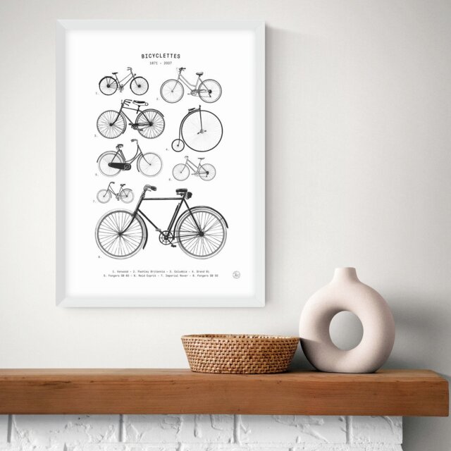 East End Prints Bicyclettes White Frame Art Print - A3 - image 1