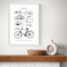 East End Prints Bicyclettes White Frame Art Print - A3