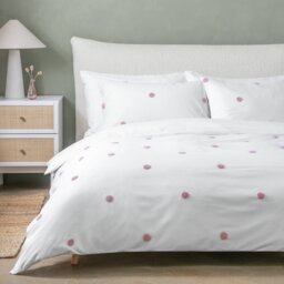 Argos Home Tufted Polka Dot Pink Bedding Set - Single - thumbnail 1
