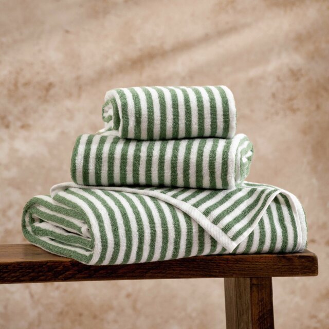 Yard Hebden Stripe Bath Sheet - Forest - image 1