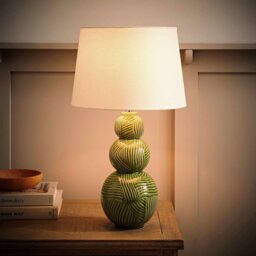 ValueLights Mia Ceramic LED Stacked Table Lamp With White Shade - Green - thumbnail 2