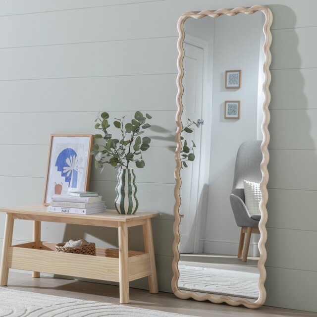 Habitat Solid Ash Full Length Wavy Wall Mirror -150x55cm - image 1