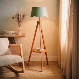 ValueLights Morrigan Wooden Tripod Floor Lamp - Natural Wood - thumbnail 2