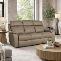 Aspire Kingsmere Leather 3 Seater Power Recliner Sofa - Mushroom - thumbnail 1