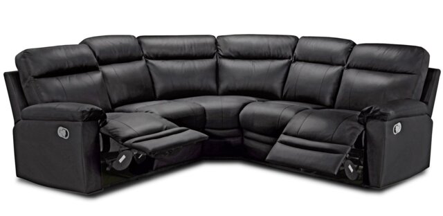Argos Home Paolo Leather Manual Recliner Corner Sofa -Black - image 1
