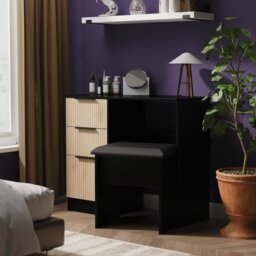 Livara Ready Assembled Tofino Dressing Table - Black & Oak - thumbnail 1