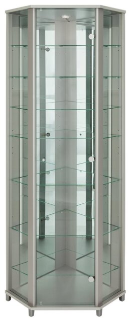 Argos Home 7 Shelf Glass Corner Display Cabinet - Silver - image 1