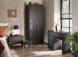 Livara Ready Assembled Messina 2 Door Wardrobe - Black - thumbnail 2