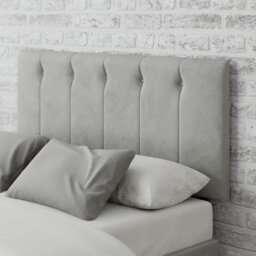 Aspire Hepburn Velvet Double Headboard - Light Silver - thumbnail 1