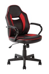 Argos Home Faux Leather Mid Back Gaming Chair - Red & Black - thumbnail 1