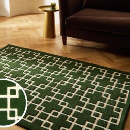 Habitat Luxe Chain Green Wool Cut Pile Rug - 160x230cm - thumbnail 1