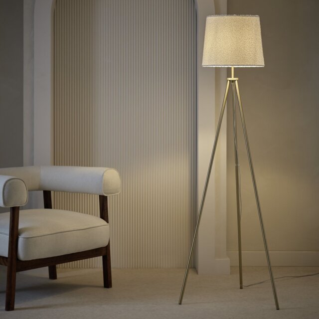 Argos Home Metal Tripod Floor Lamp Base Only - Brass - image 1