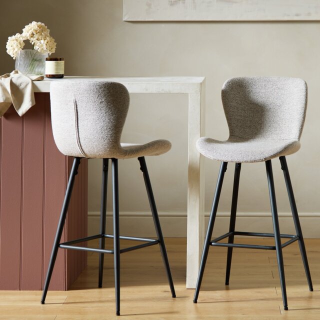 Habitat Etta Pair of Fabric Bar Stools - Natural - image 1
