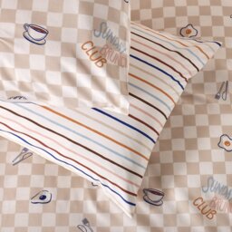Argos Home Brunch Club Beige Bedding Set - Superking - thumbnail 2