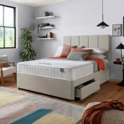 Silentnight Hatfield Double Memory 2 Drawer Divan Bed - Sand - thumbnail 1