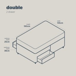 Silentnight Hatfield Double Memory 2 Drawer Divan Bed - Sand - thumbnail 2