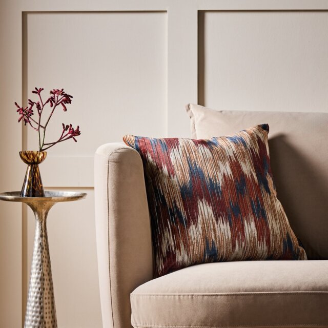 Habitat Velvet Jacquard Cushion - Rust - 43x43cm - image 1