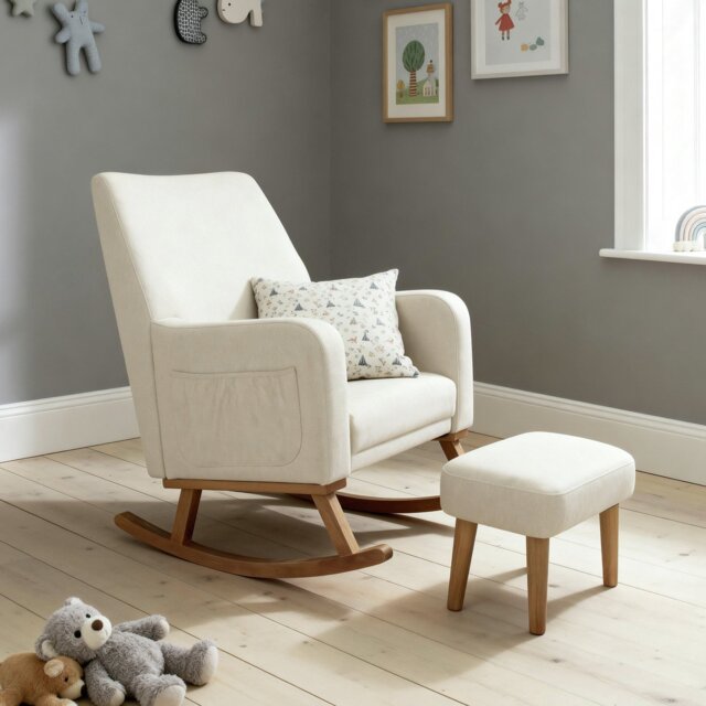 Babymore Callie Polyester Nursing Chair With Foot Stool - Ivory - image 1