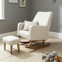 Babymore Callie Polyester Nursing Chair With Foot Stool - Ivory - thumbnail 2