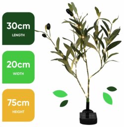 Streetwize Garden White Olive Tree Solar Lights - Pack of 2 - thumbnail 2