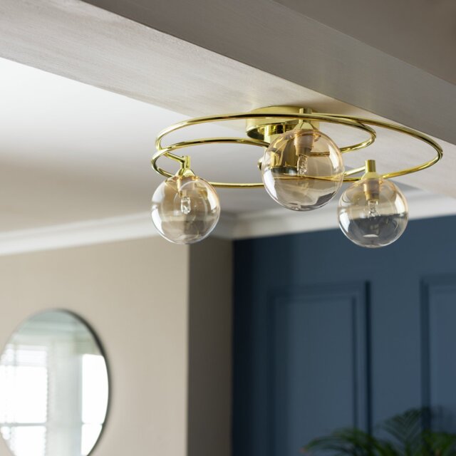 Argos Home Ombre Glass Metal Flush to Ceiling Light - Brass - image 1