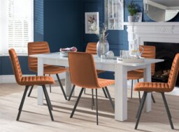 Argos Home Miami Extend White Dining Table & 6 Copper Chairs - thumbnail 1