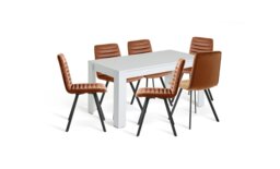 Argos Home Miami Extend White Dining Table & 6 Copper Chairs - thumbnail 2