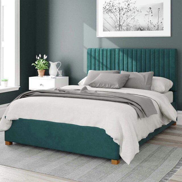 Aspire Grant Velvet Kingsize Ottoman Bedframe - Emerald - image 1