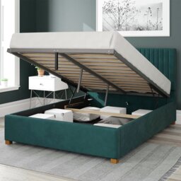 Aspire Grant Velvet Kingsize Ottoman Bedframe - Emerald - thumbnail 2