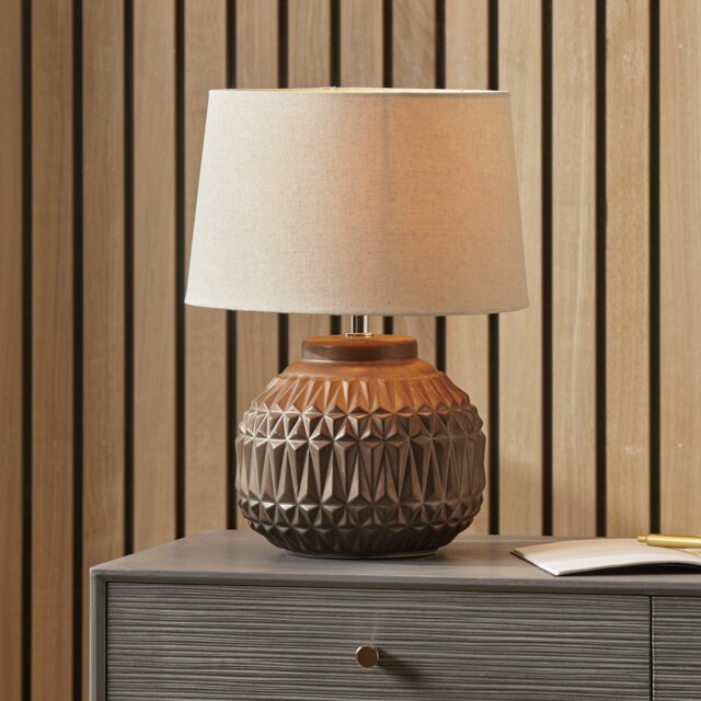 Pacific Anneli Ceramic Aztec Textured Table Lamp - Bronze - image 1