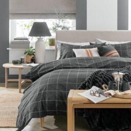 Argos Home Grid Check Grey Bedding Set - Single - thumbnail 1
