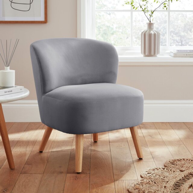 GFW Evie Velvet Accent Chair- Silver - image 1