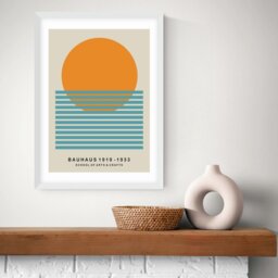 East End Prints Sun Bauhaus White Frame Art Print - A3