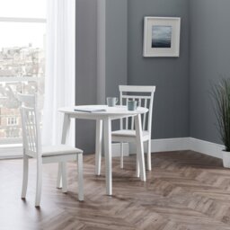 Julian Bowen Coast White Dining Table & 2 White Chairs - thumbnail 1