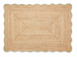 Origin Jute Scalloped Edge Green Short Pile Rug - 160x230cm - thumbnail 2