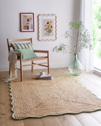 Origin Jute Scalloped Edge Green Short Pile Rug - 160x230cm - thumbnail 1