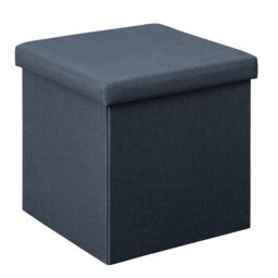 Argos Home Fabric Small Storage Ottoman - Navy - thumbnail 1