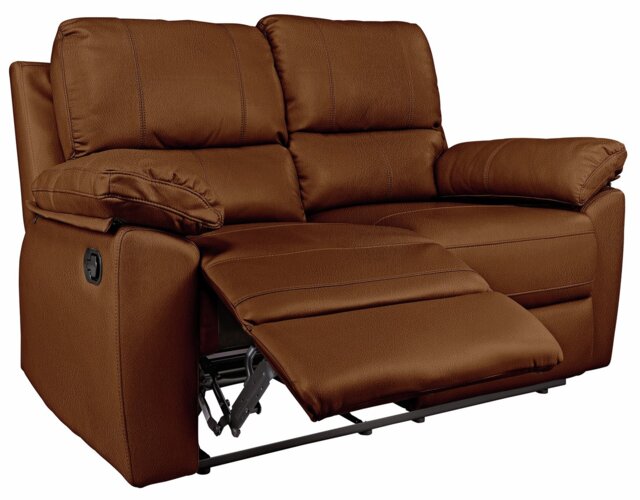Argos Home Toby Faux Leather 2 Seater Recliner Sofa - Tan - image 1