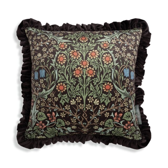 Habitat x Morris & Co. Blackthorn Velvet Cushion - Green - image 1