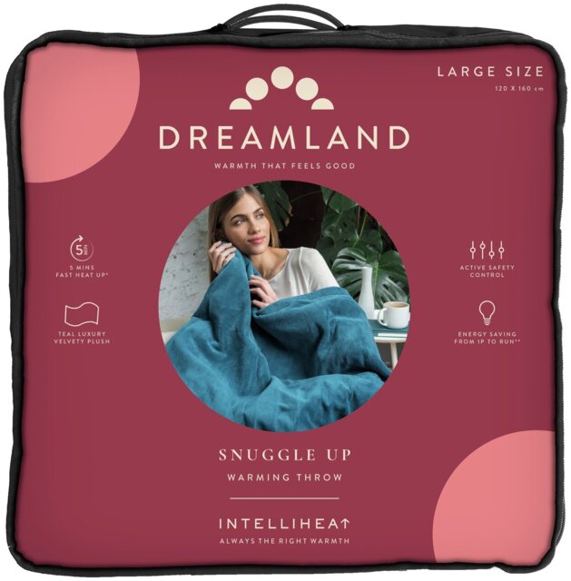 Dreamland Snuggle Up Teal Heated Throw - Large - image 1