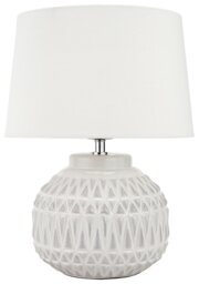 Pacific Anneli Ceramic Aztec Textured Table Lamp - White - thumbnail 2