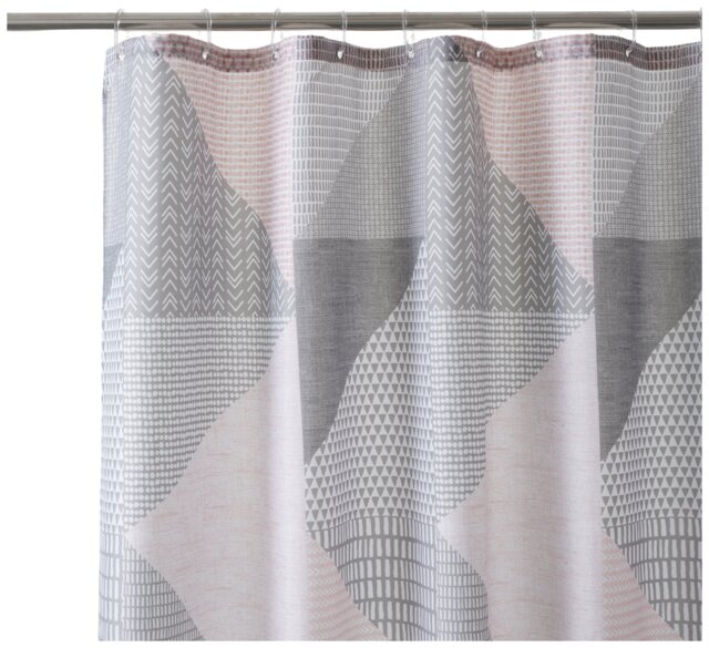 Catherine Lansfield Larsson Geo Shower Curtain - Pink - image 1