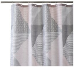 Catherine Lansfield Larsson Geo Shower Curtain - Pink - thumbnail 2